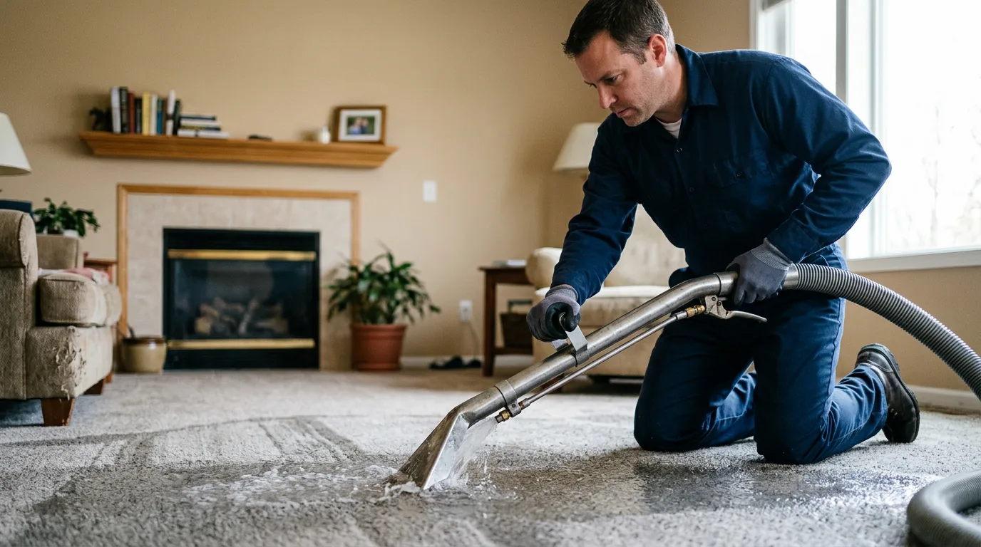 Water damage restoration technician working near Brookfield, NY